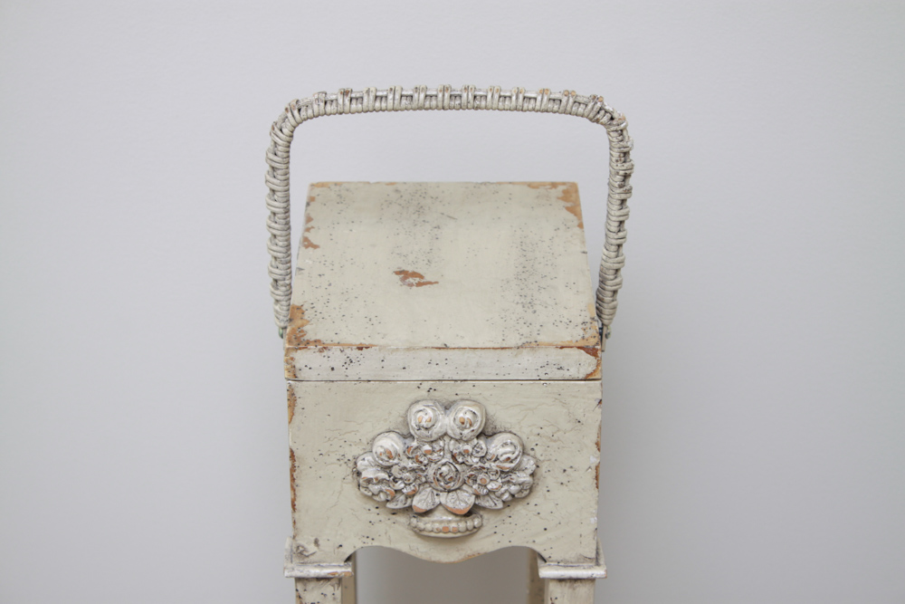 Silver Tone Wall Mirror and Side Table with Handle