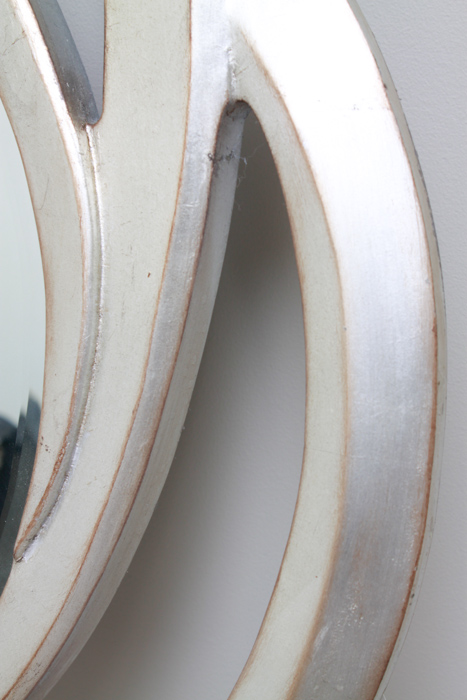 Silver Tone Wall Mirror and Side Table with Handle