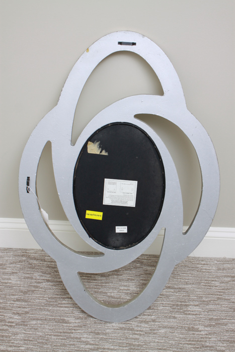 Silver Tone Wall Mirror and Side Table with Handle