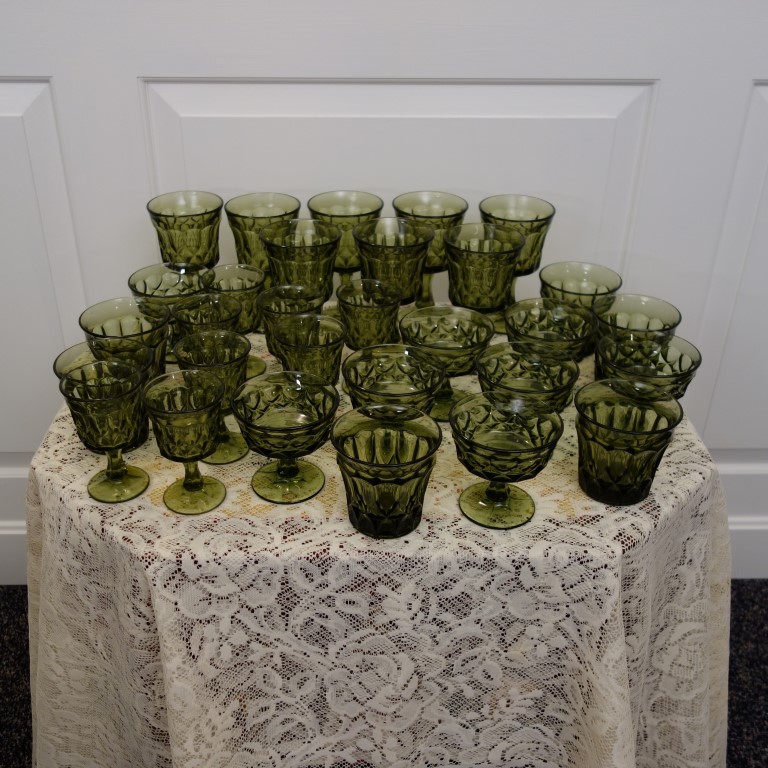 Vintage Olive Green Glassware