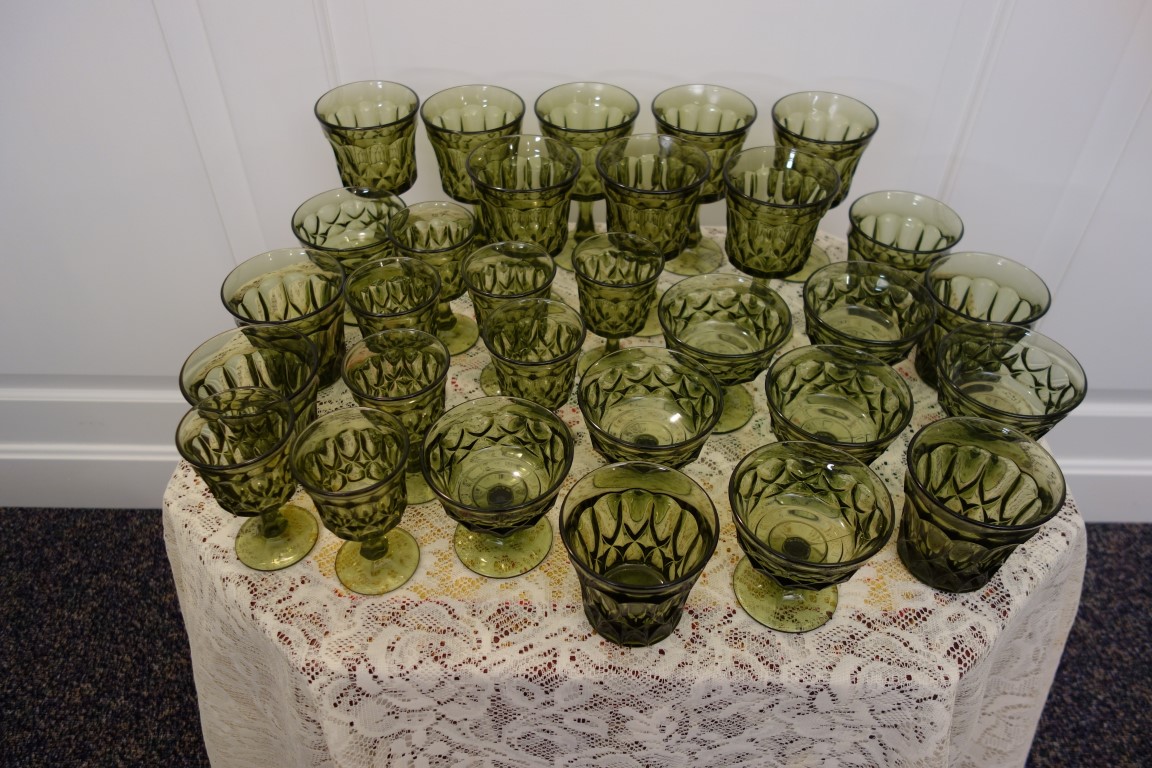 Vintage Olive Green Glassware