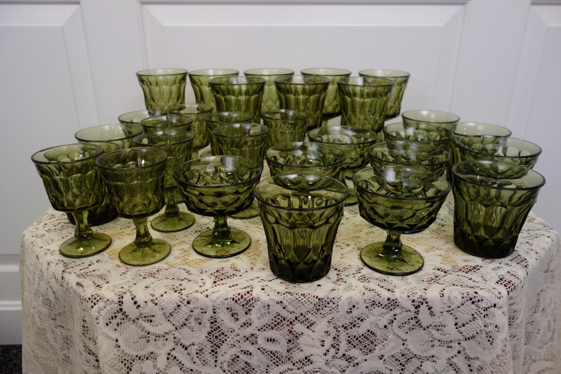 Vintage Olive Green Glassware