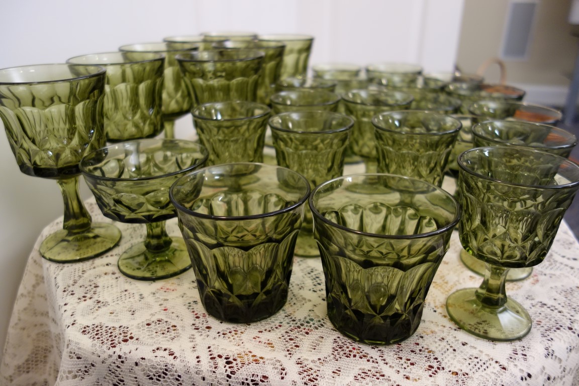 Vintage Olive Green Glassware