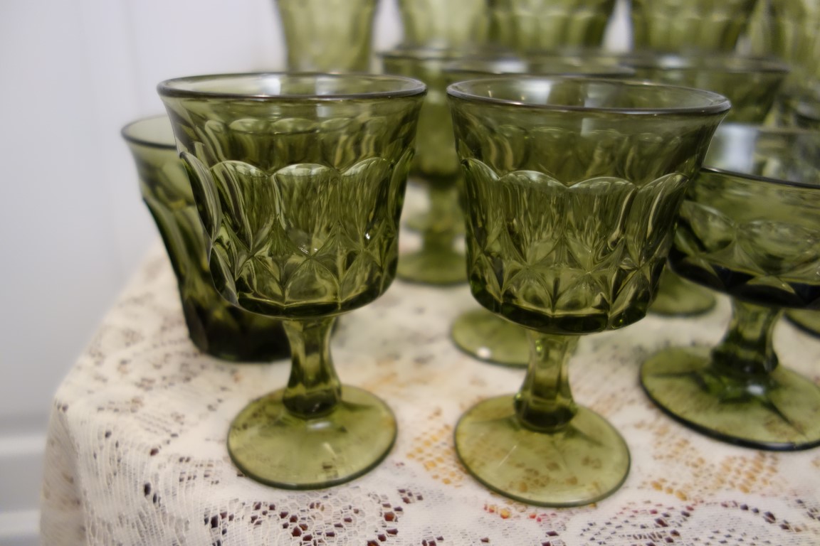 Vintage Olive Green Glassware