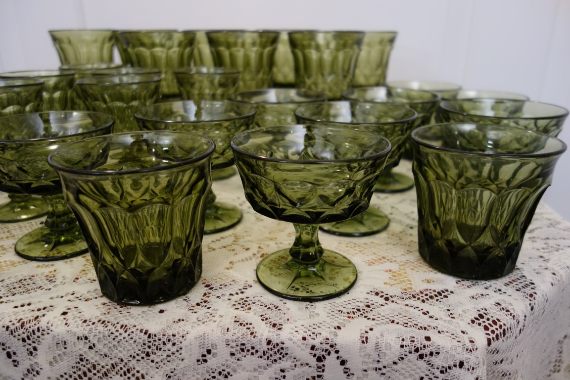 Vintage Olive Green Glassware