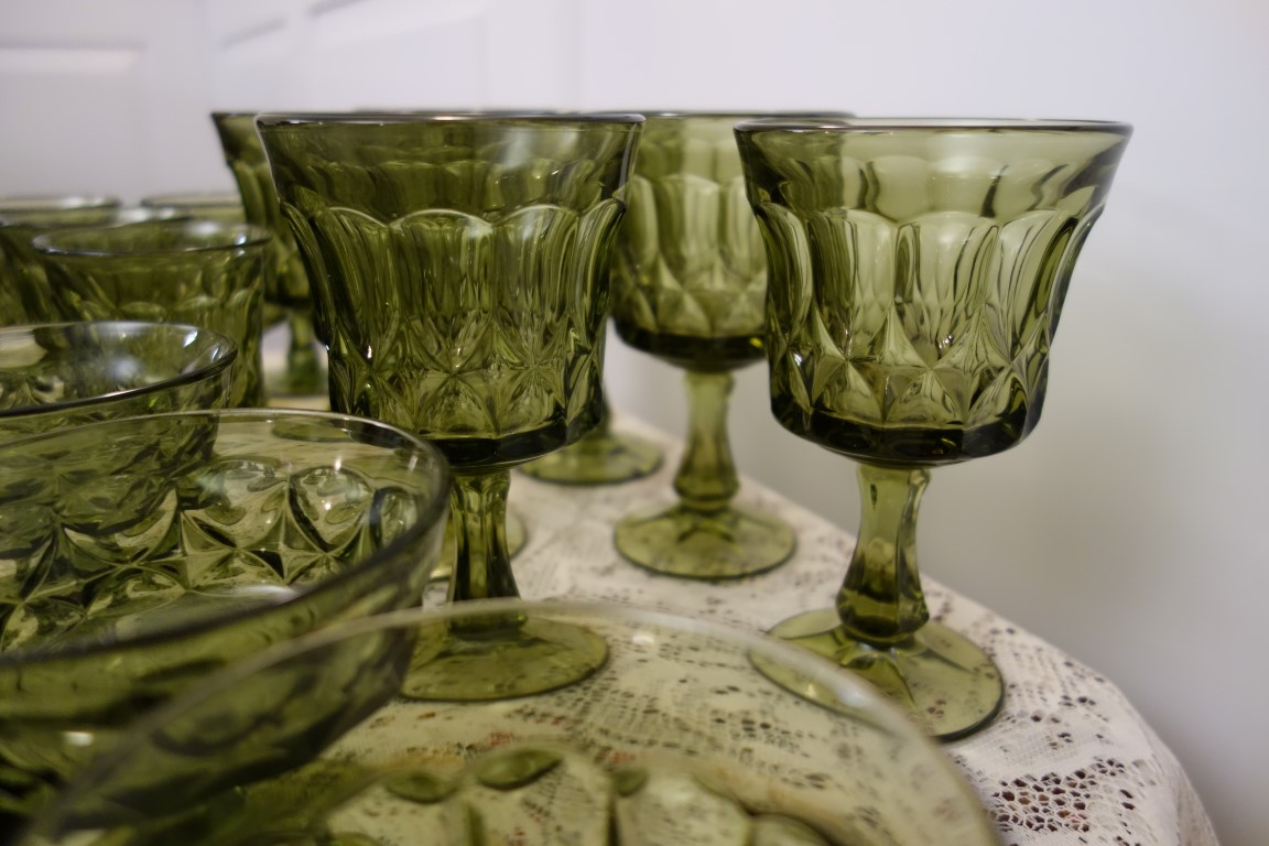 Vintage Olive Green Glassware