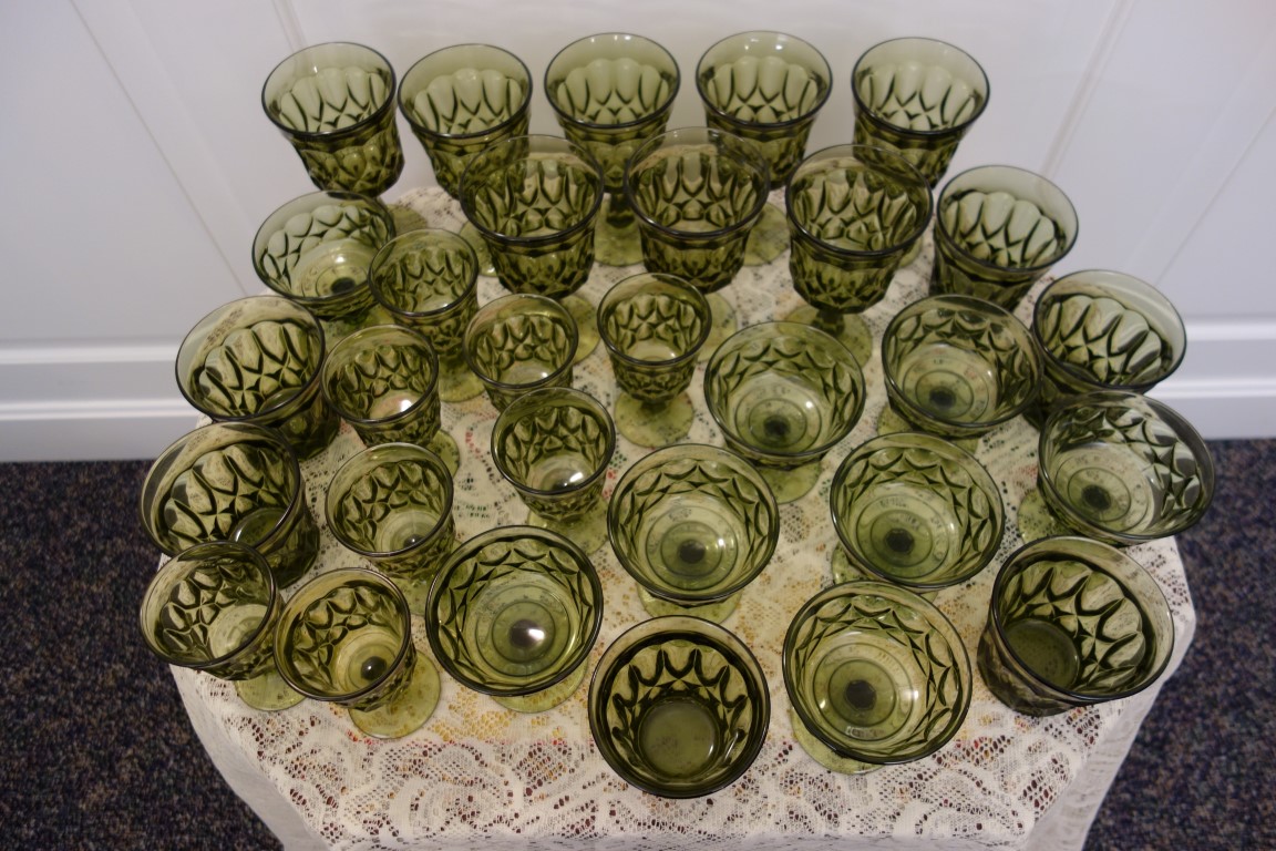 Vintage Olive Green Glassware