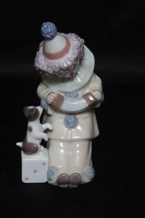 Lladro Clown Collectibles including "Tired Friend" and "Pierrot with Concertina"