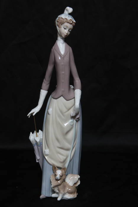 Lladro “Lady with Dog & Umbrella” Retired Figurine