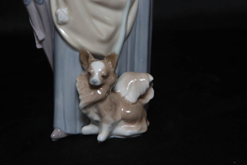 Lladro “Lady with Dog & Umbrella” Retired Figurine