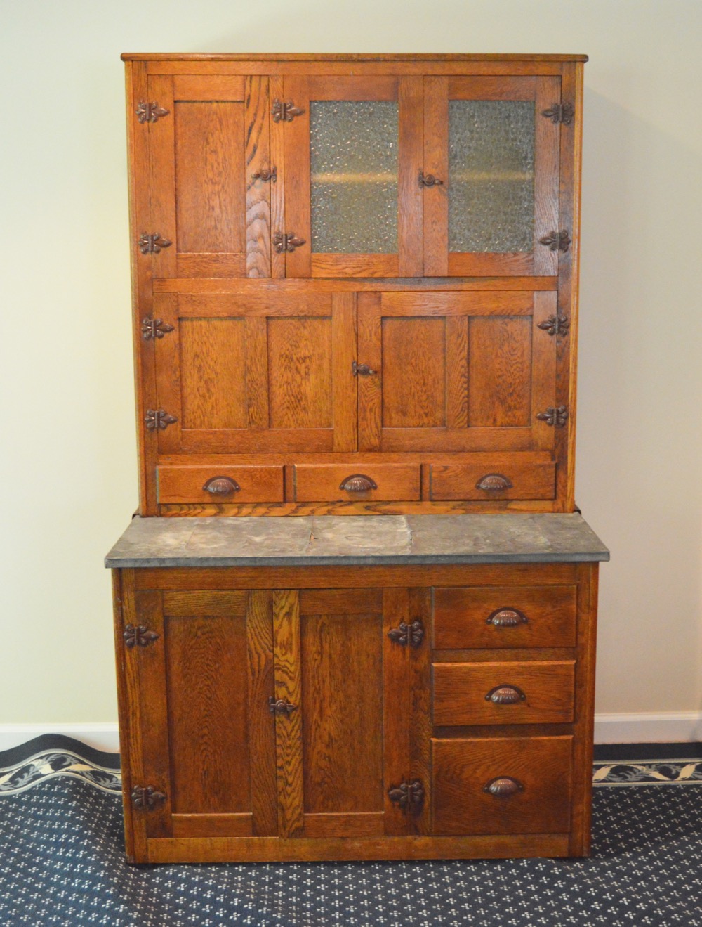 Antique Oak Hoosier Style Cabinet