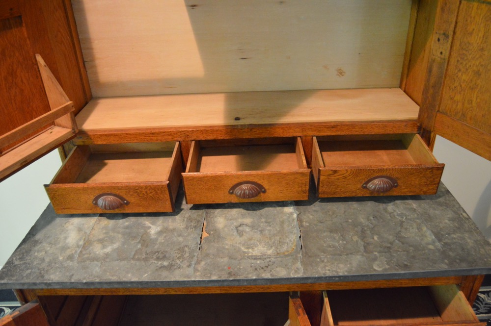 Antique Oak Hoosier Style Cabinet