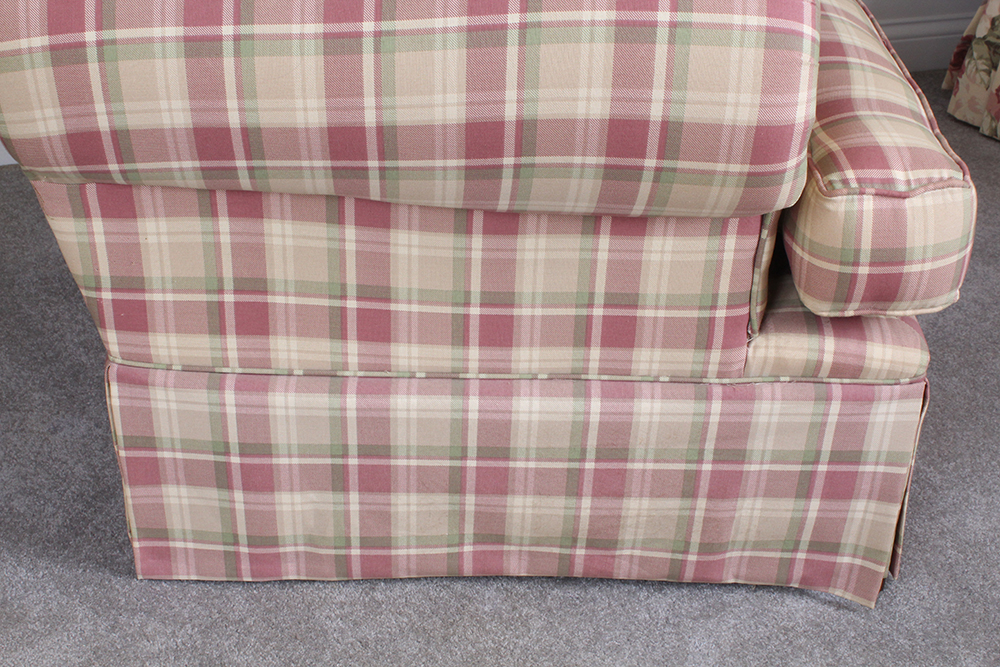 American Signature Classic Plaid Upholstered Arm Chair with Ottoman by Kroehler