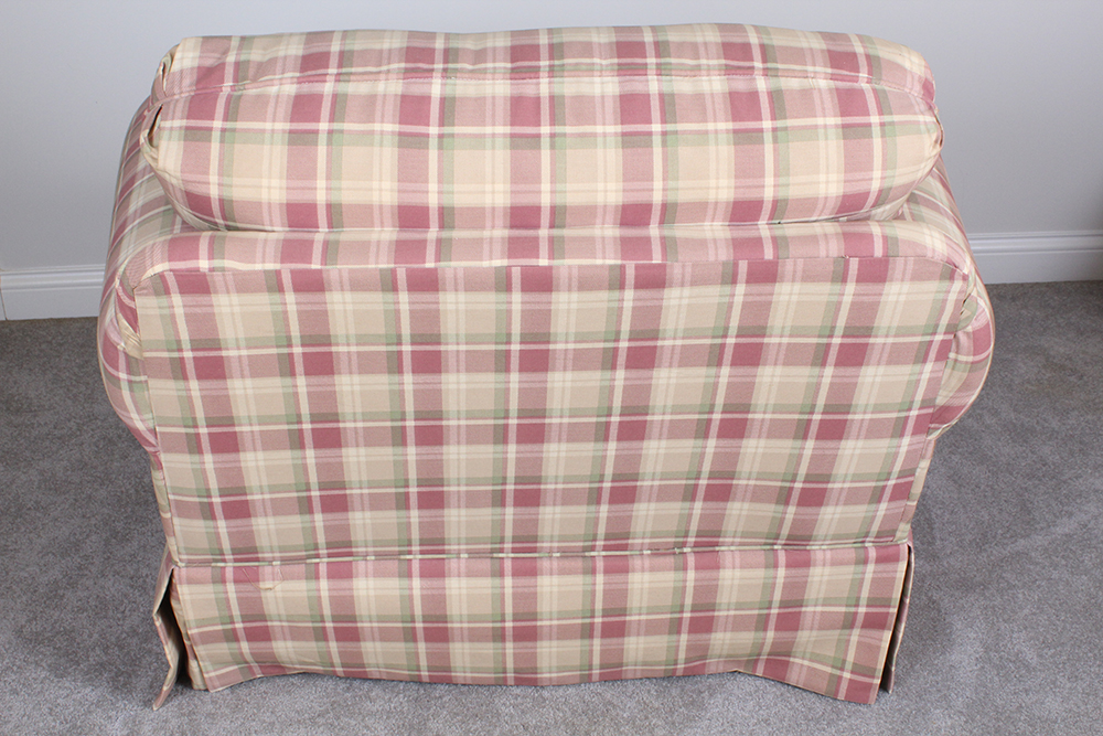 American Signature Classic Plaid Upholstered Arm Chair with Ottoman by Kroehler