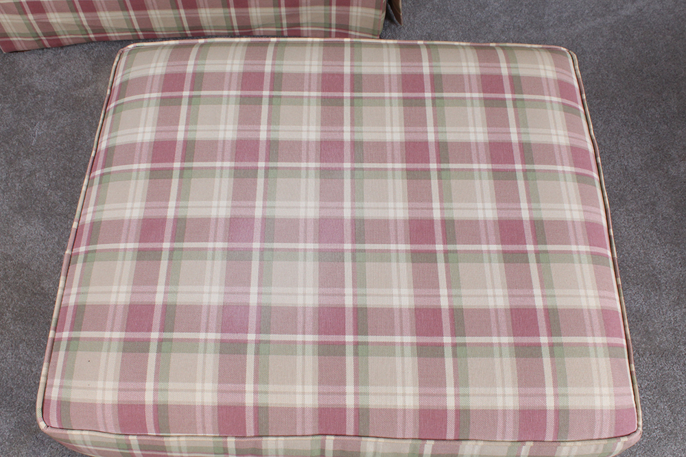 American Signature Classic Plaid Upholstered Arm Chair with Ottoman by Kroehler