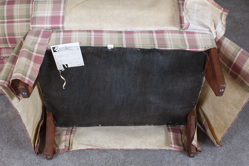 American Signature Classic Plaid Upholstered Arm Chair with Ottoman by Kroehler