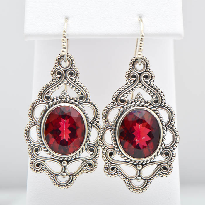 Robert Manse Sterling Silver and Red Quartz Dangle Earrings