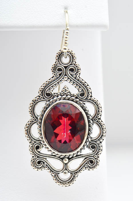 Robert Manse Sterling Silver and Red Quartz Dangle Earrings