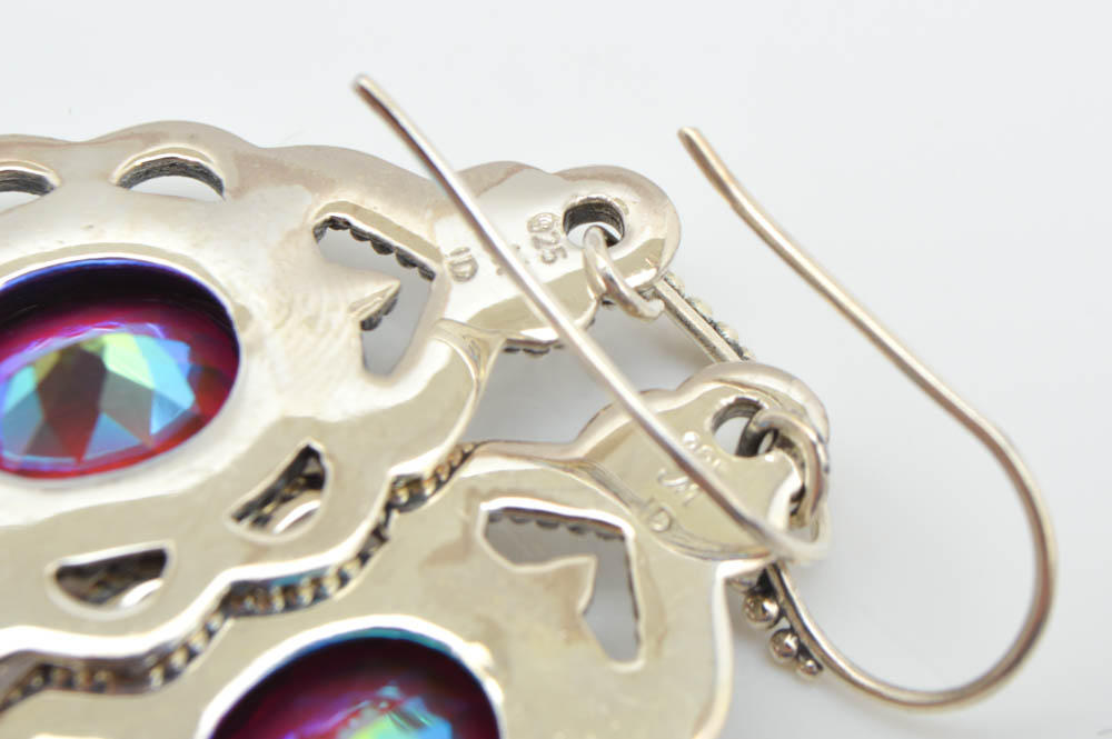 Robert Manse Sterling Silver and Red Quartz Dangle Earrings