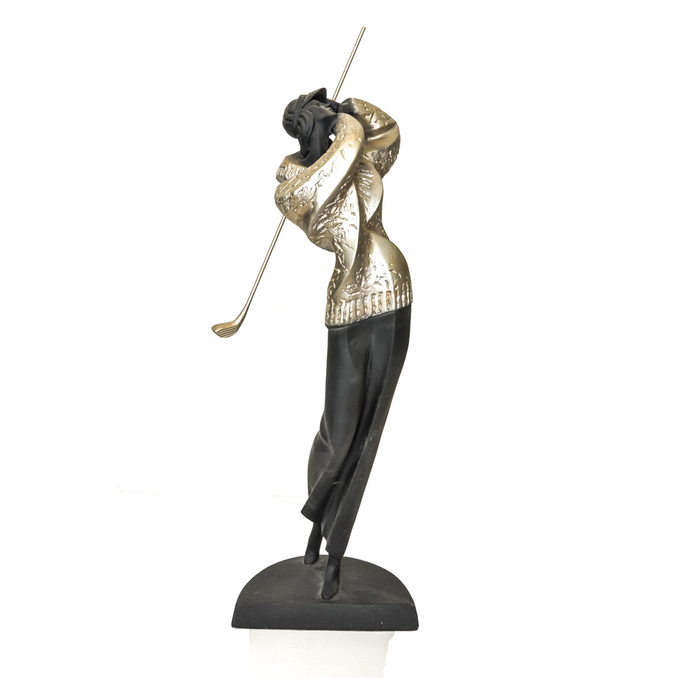 Alexsander Danel Vintage Cast Metal Golfer Sculpture