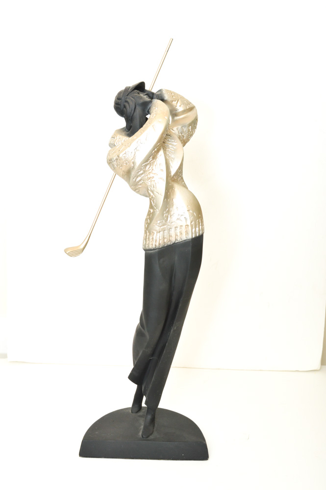 Alexsander Danel Vintage Cast Metal Golfer Sculpture