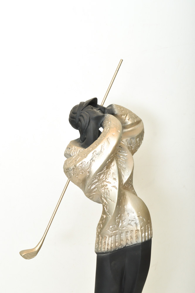 Alexsander Danel Vintage Cast Metal Golfer Sculpture