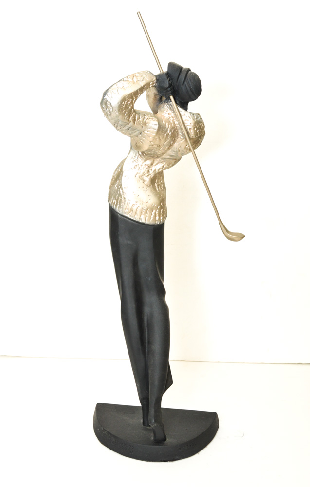 Alexsander Danel Vintage Cast Metal Golfer Sculpture