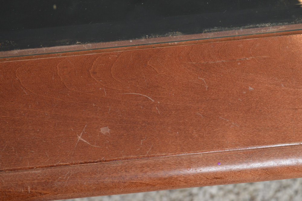 Golf Theme Glass Top Coffee Table with Display Compartment