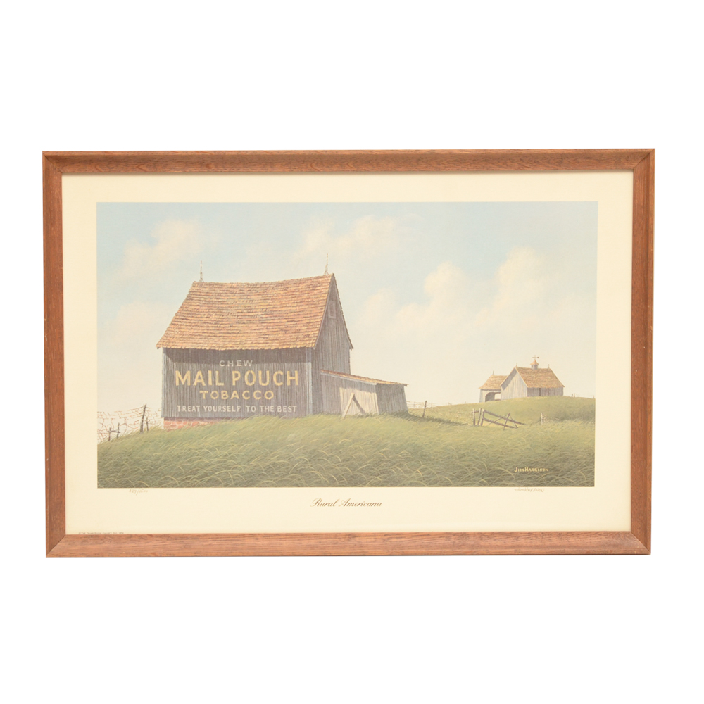 Signed "Rural Americana" Offset Lithograph by Jim Harrison