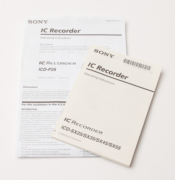 Handheld Sony IC Recorders and Watchman Radio/Television