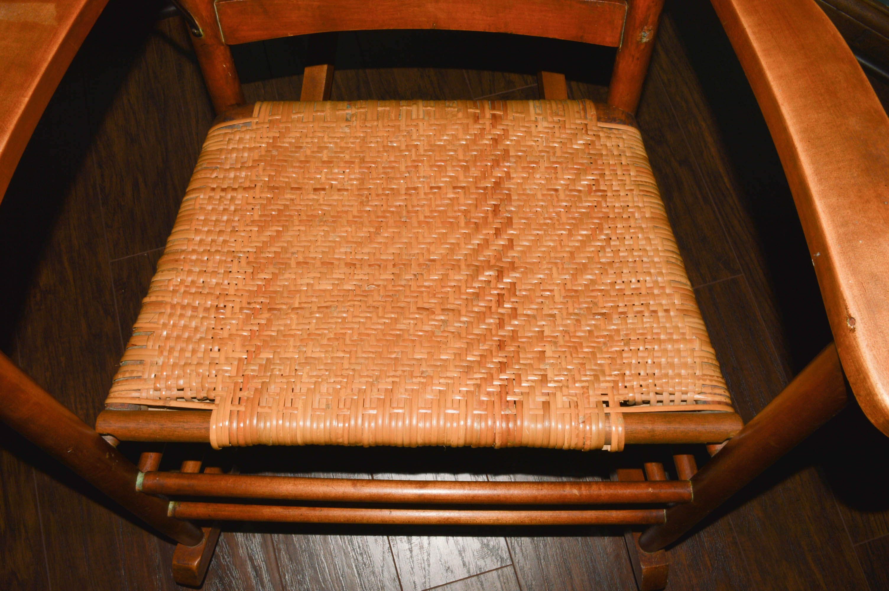 Antique Rocking Chair with Woven Seat