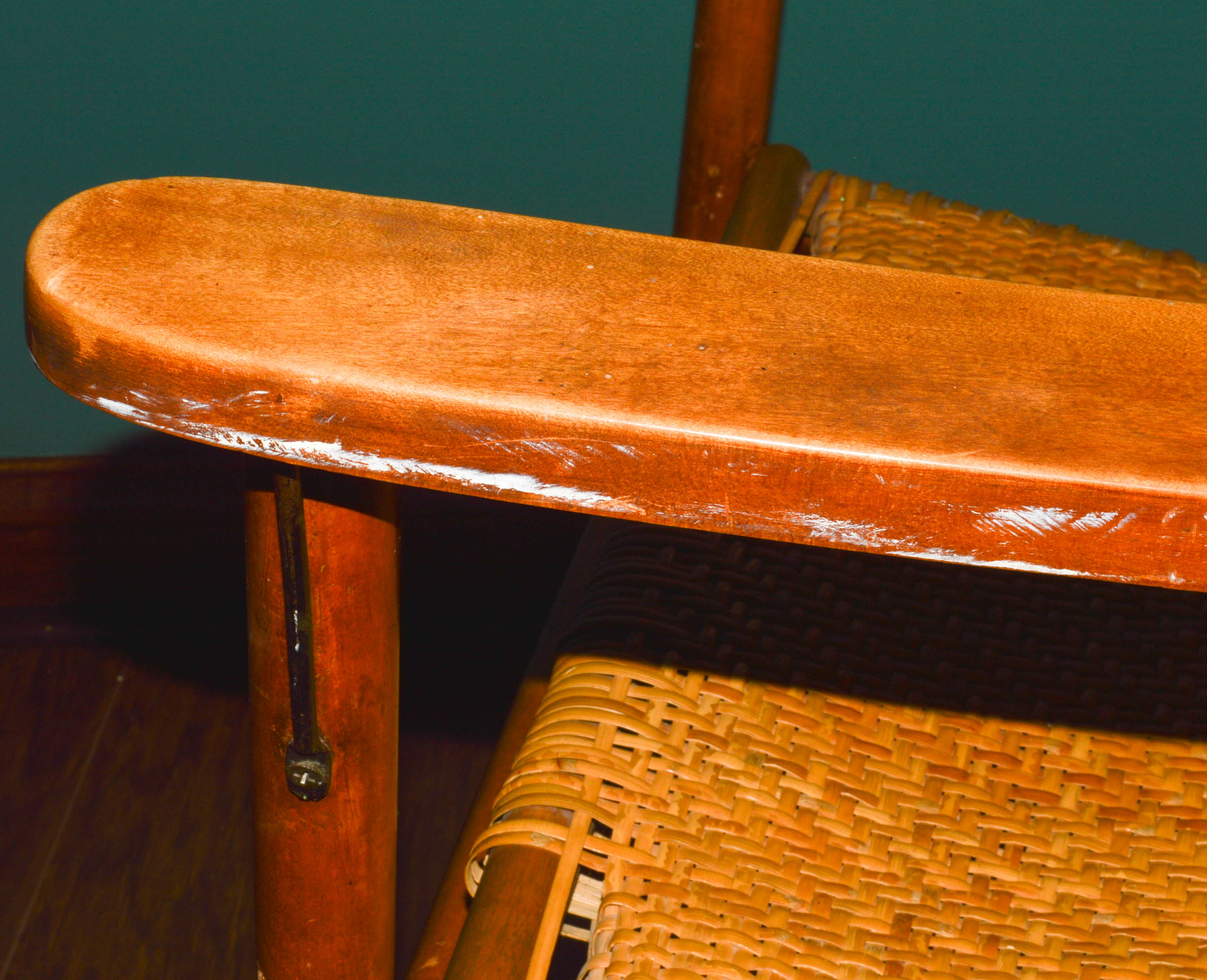 Antique Rocking Chair with Woven Seat