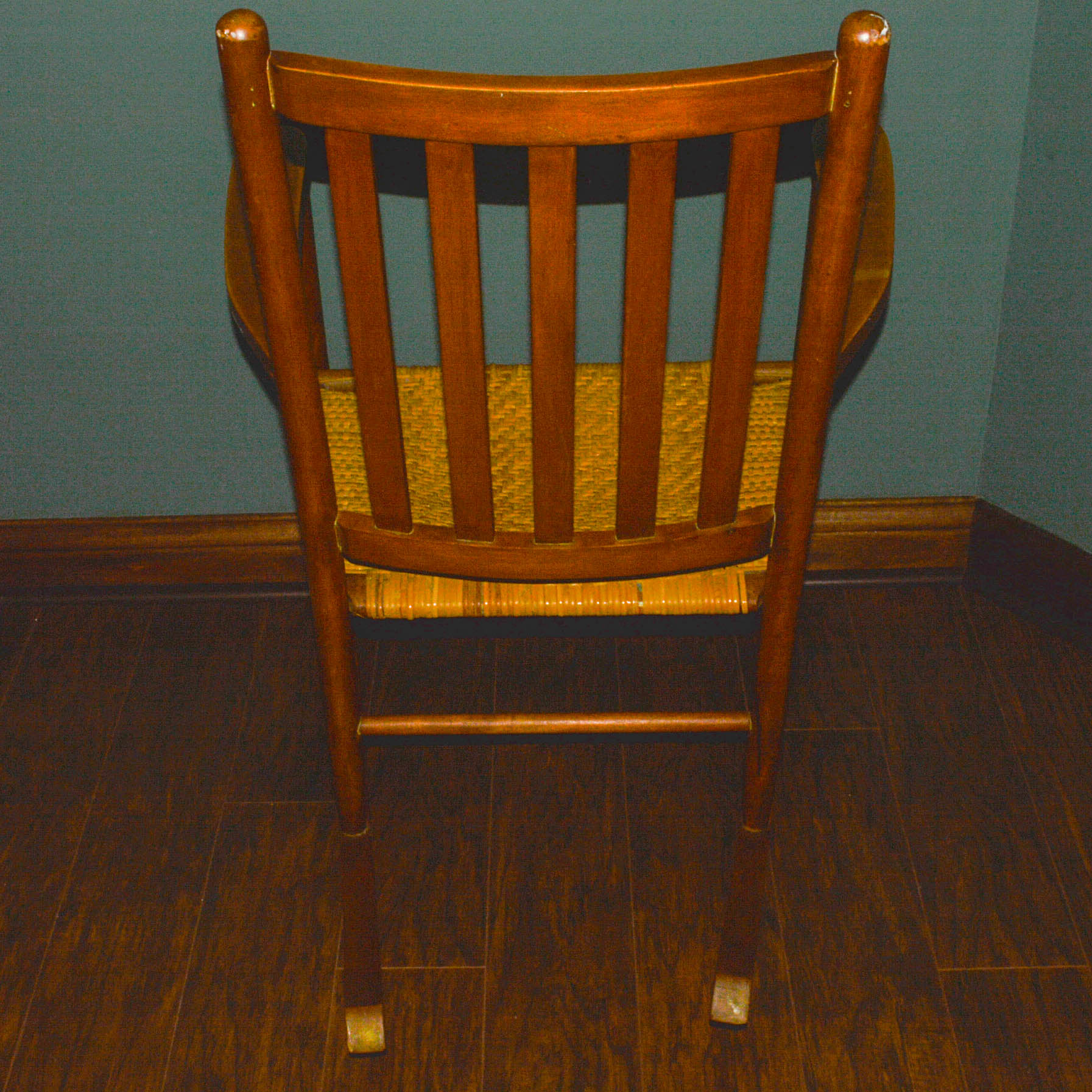 Antique Rocking Chair with Woven Seat