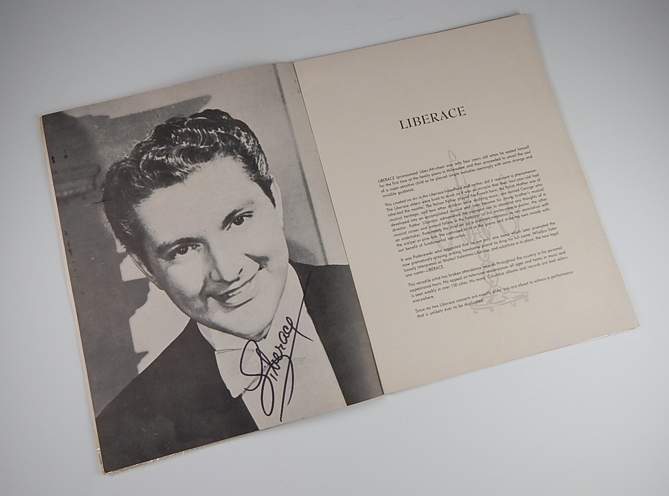 Signed Liberace Promotional Book