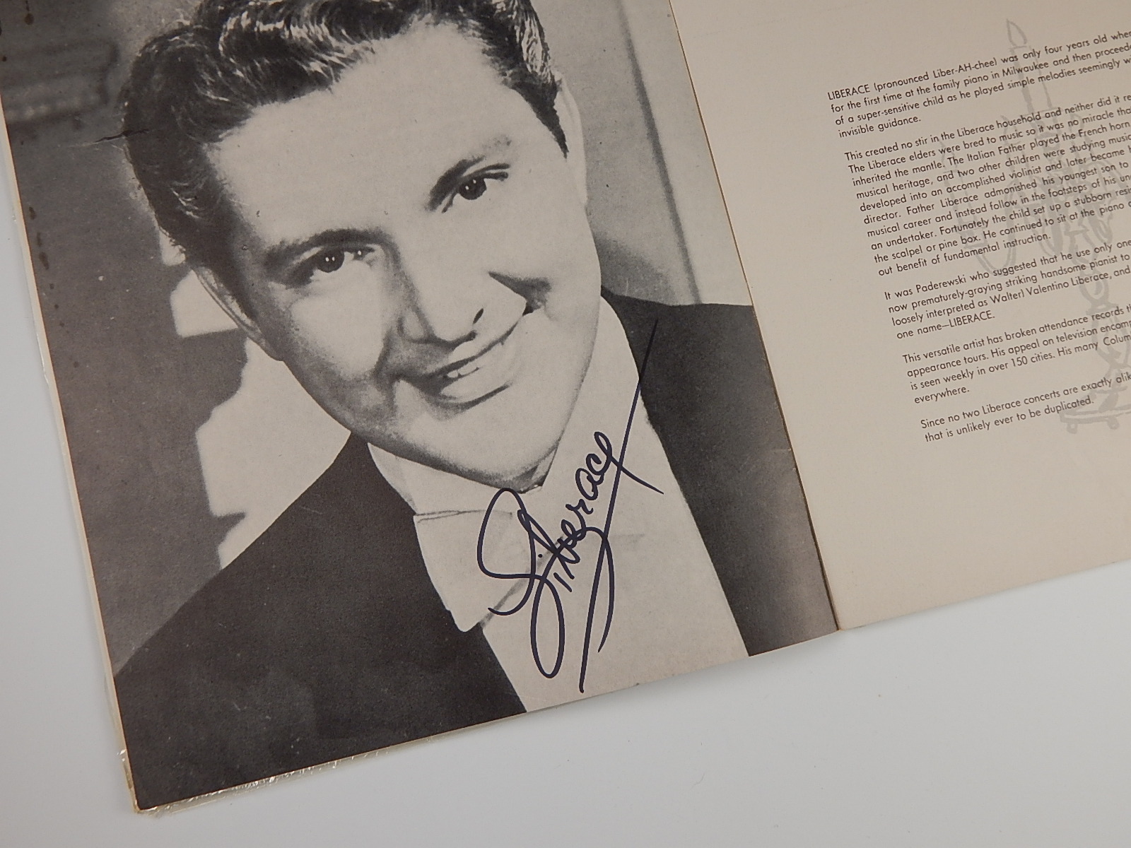 Signed Liberace Promotional Book