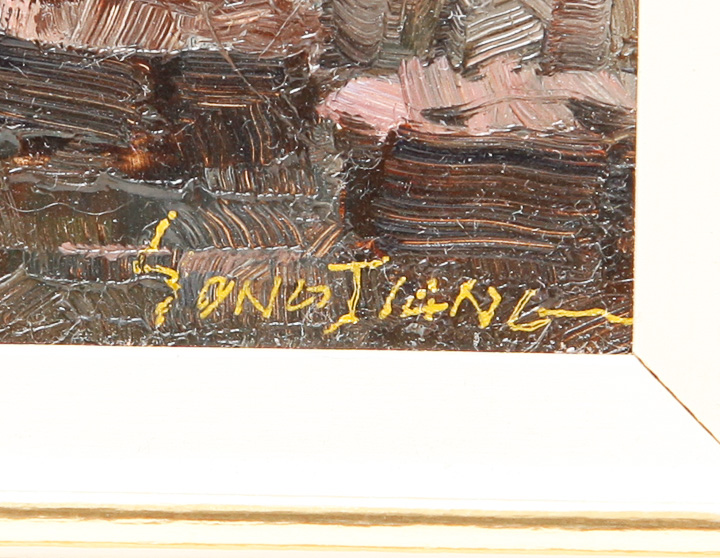 Xiao Song Jiang Oil Painting on Panel "Quiet Canal"