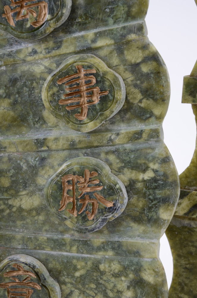 Large Carved Serpentine Stone Chinese Dragon Ship