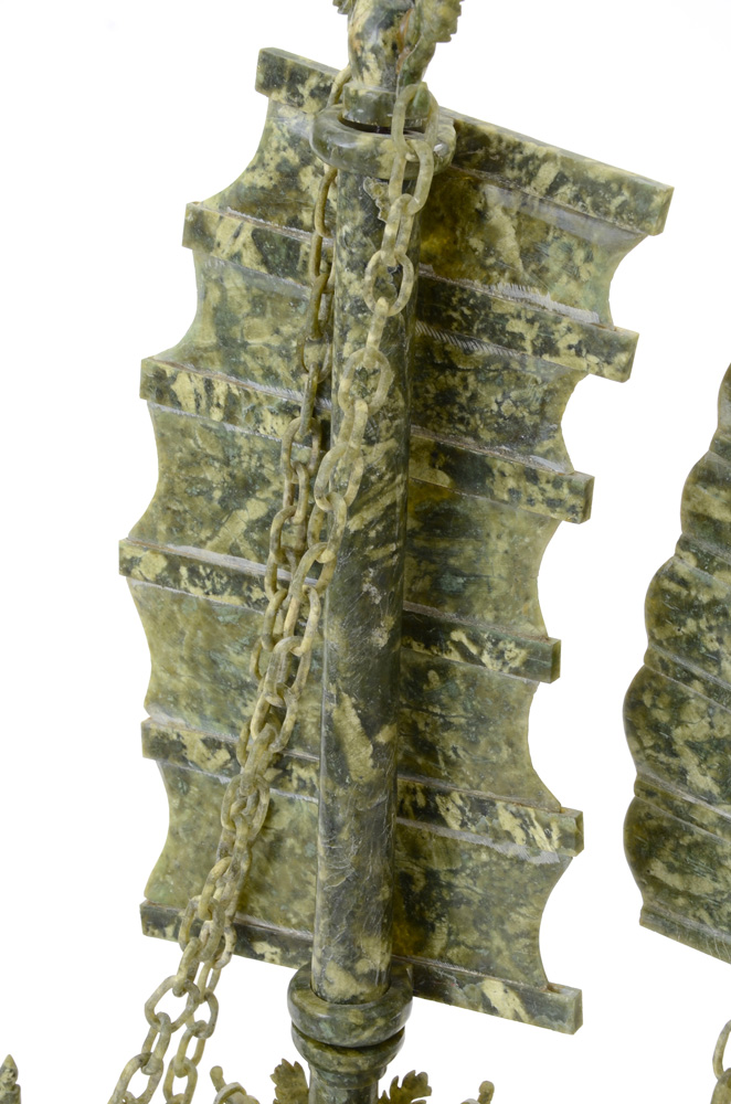 Large Carved Serpentine Stone Chinese Dragon Ship