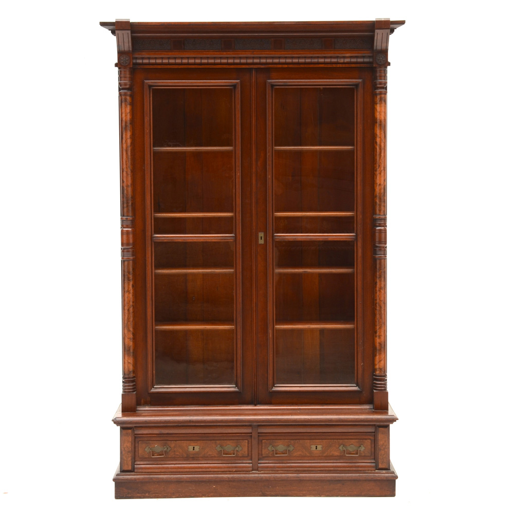 Victorian Eastlake Walnut Bookcase
