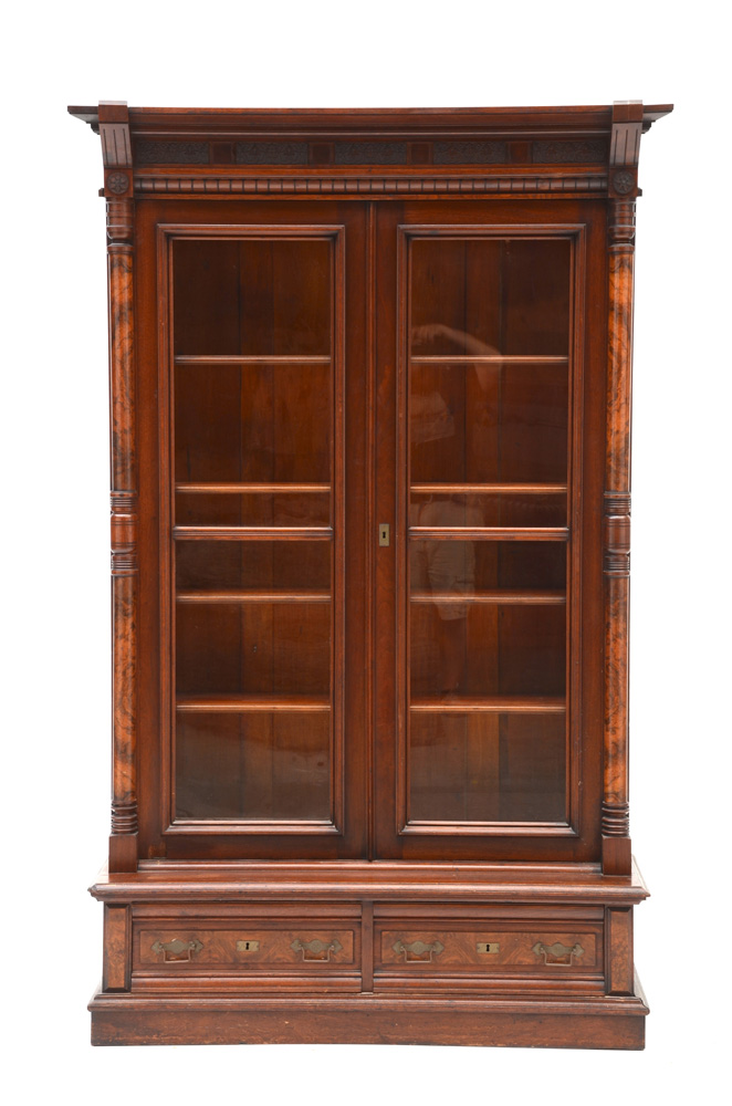 Victorian Eastlake Walnut Bookcase