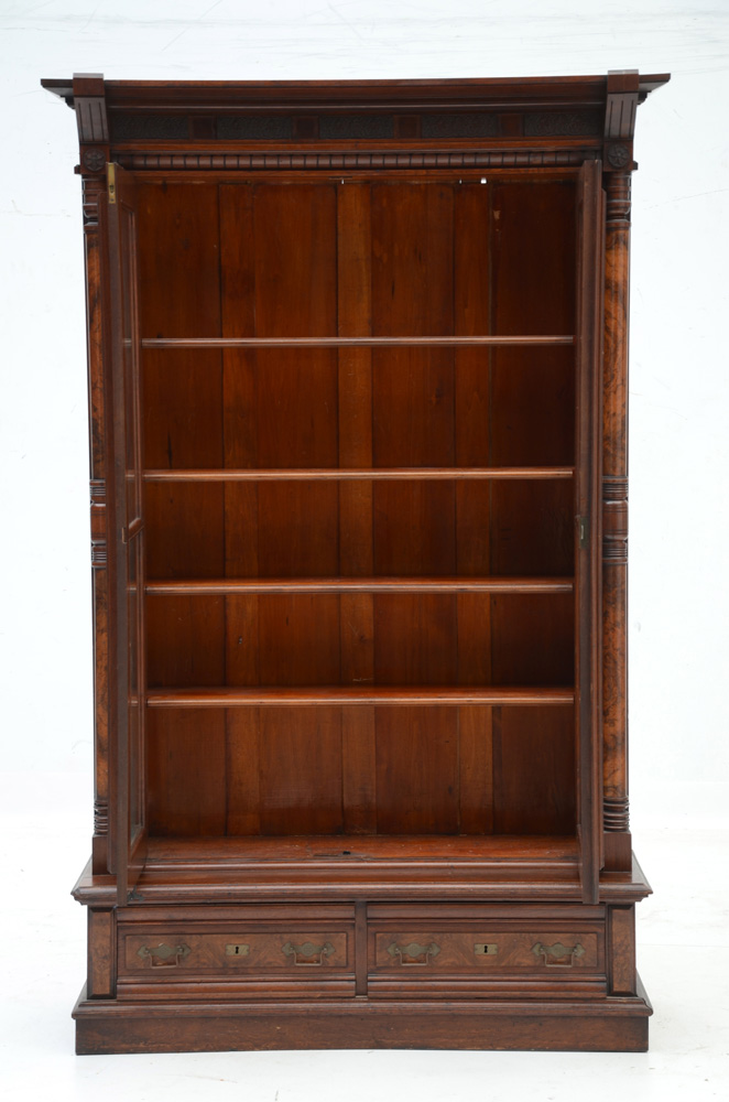 Victorian Eastlake Walnut Bookcase
