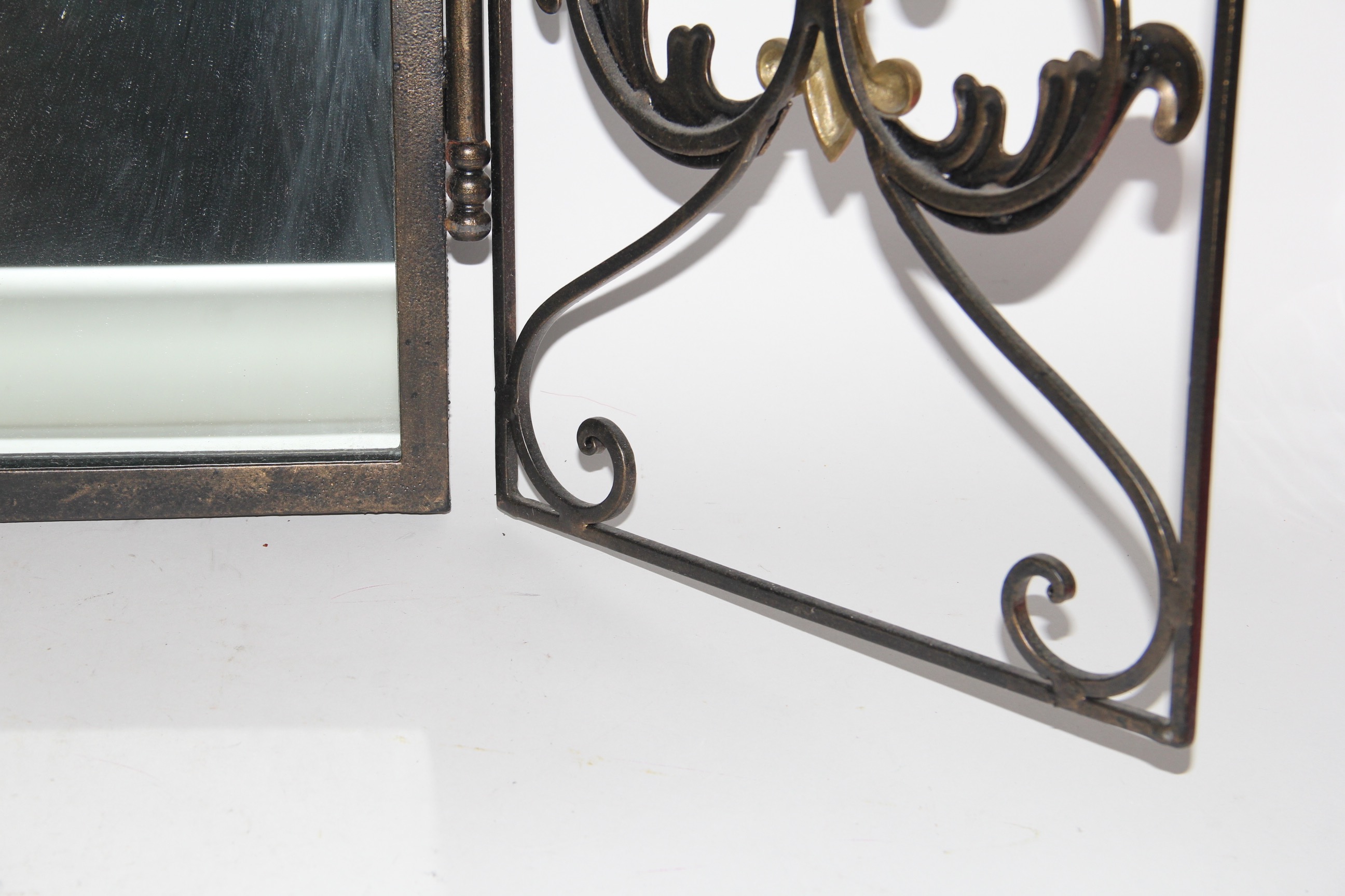 Metal Decor Including Wine Rack and Iron Encased Mirror