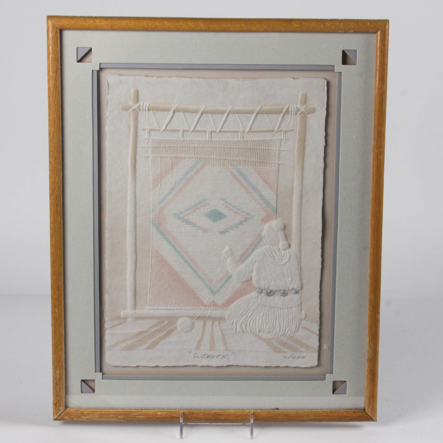 Wess Signed Embossed Paper Piece "Weaver"