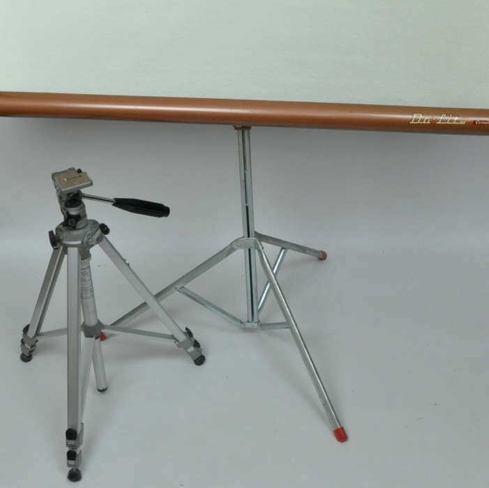 Vintage Velbon Tripod and Da-Lite Comet Projector Screen Set