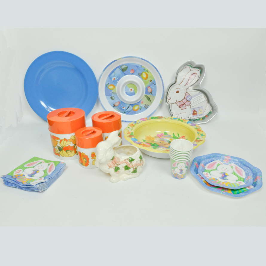 Grouping of Easter and Spring Kitchenware and Decor