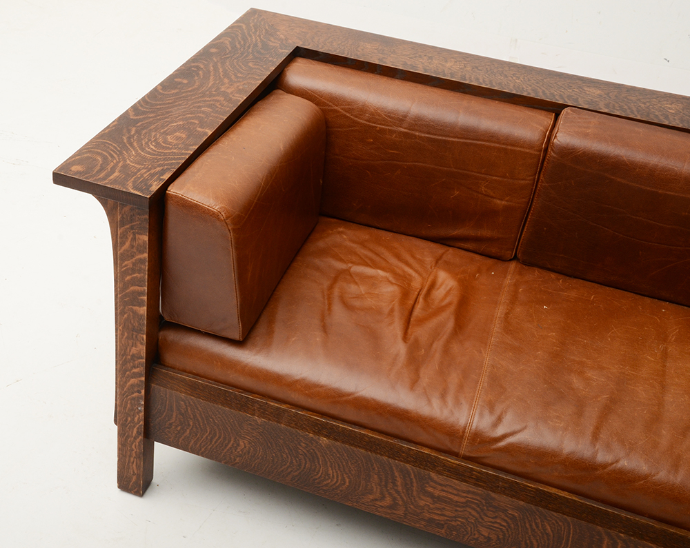 Stickley Style Quarter-Sawn Oak Prairie Settle