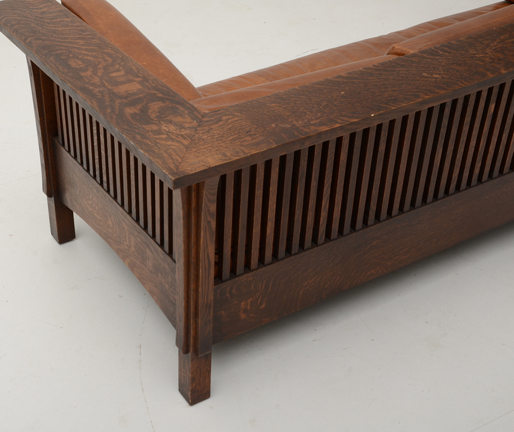 Stickley Style Quarter-Sawn Oak Prairie Settle