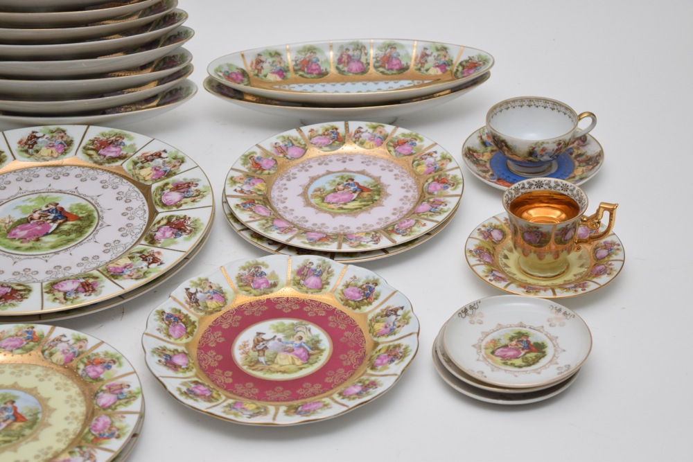 Vintage Vienna and Bavaria JKW Courting Couple Hand Painted Bavarian China