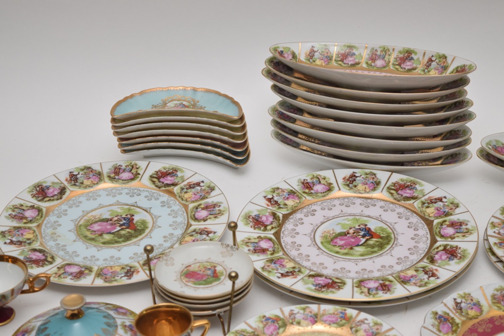 Vintage Vienna and Bavaria JKW Courting Couple Hand Painted Bavarian China