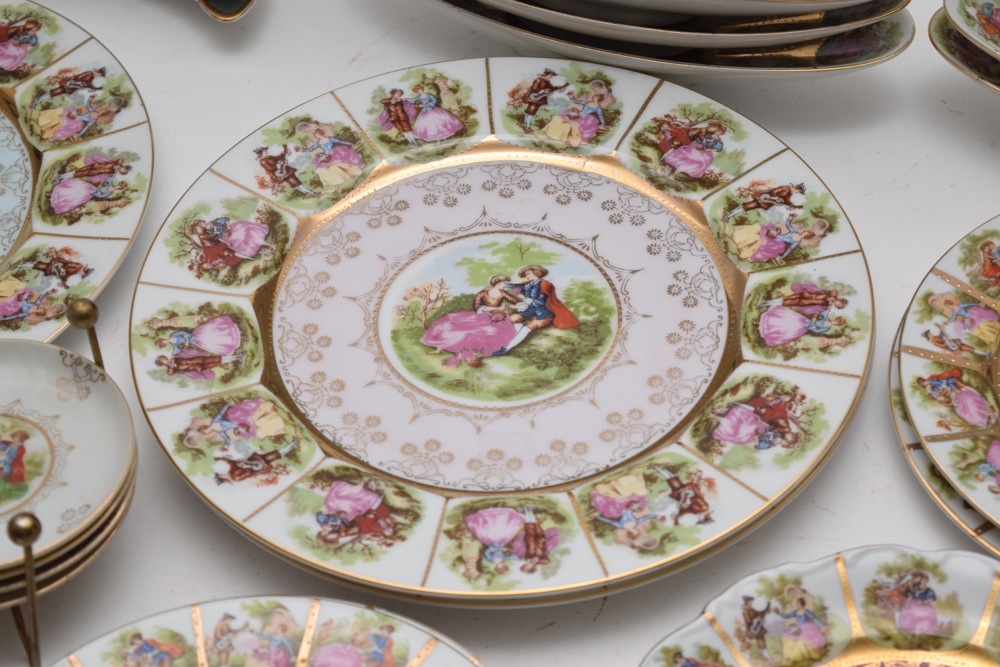 Vintage Vienna and Bavaria JKW Courting Couple Hand Painted Bavarian China